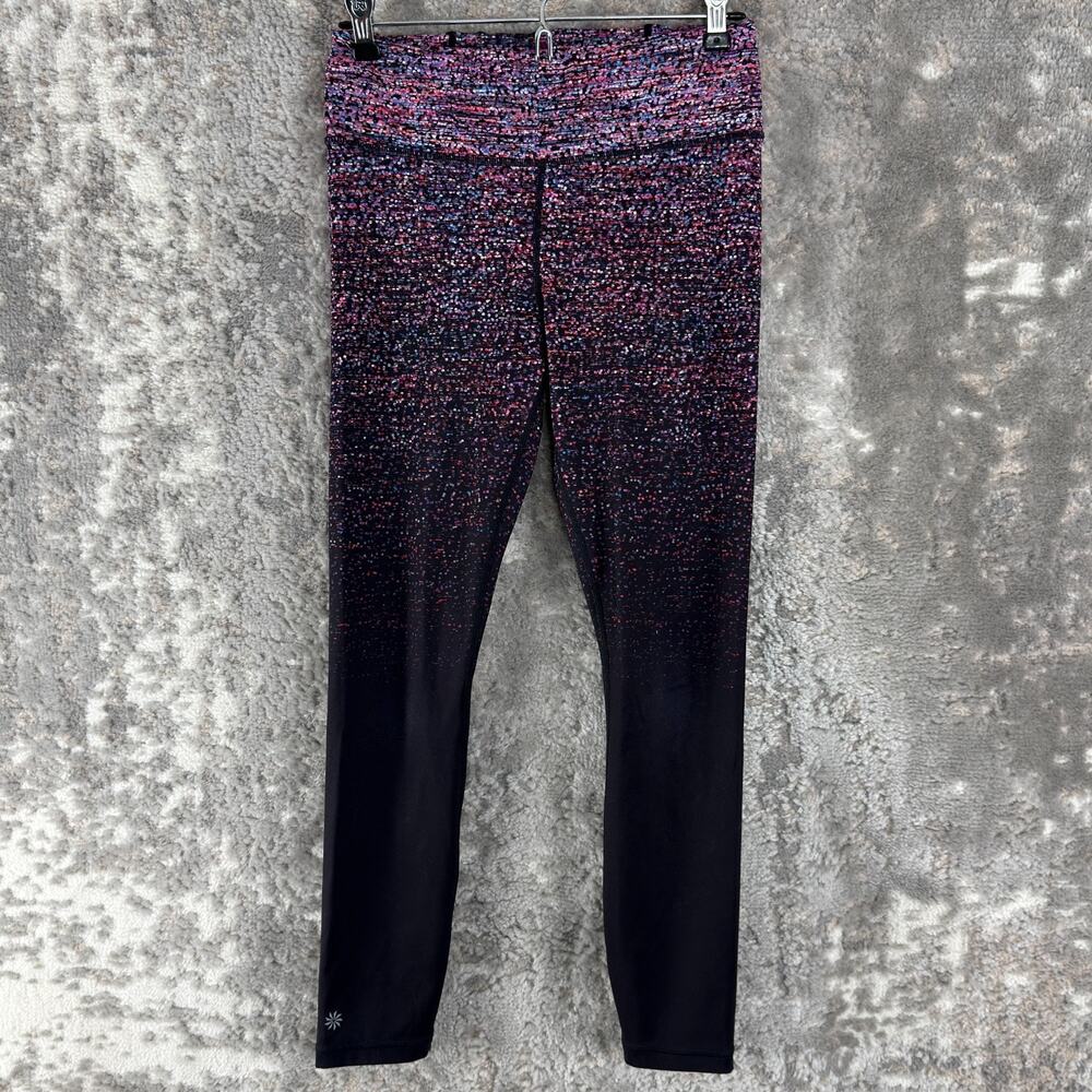Athleta Size S Stretch Polka Dot Athleisureโ Leggings Purple Pull On Pants